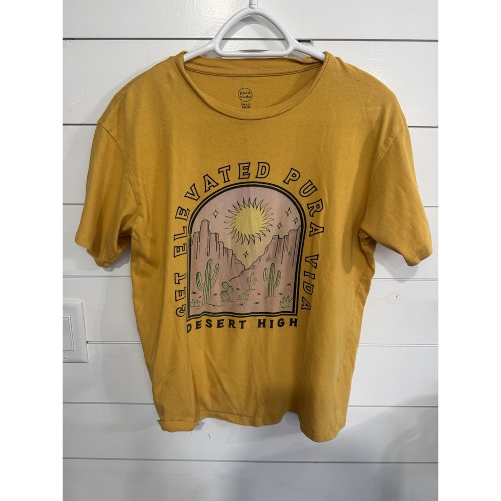 Pura Vida Desert Oversize T-shirt Desert Mustard Yellow Small Petite
